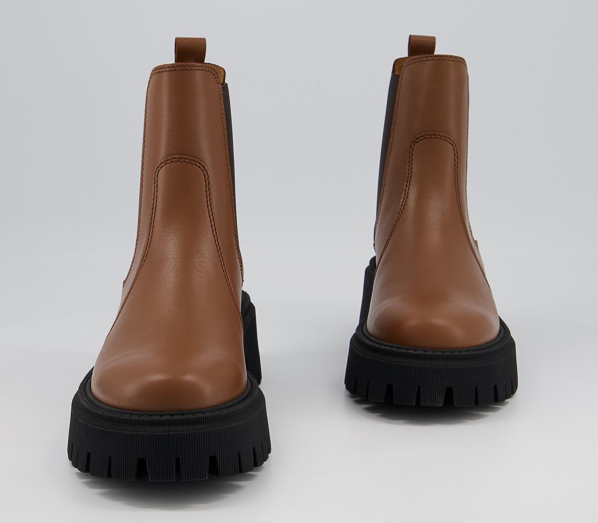 Office Attract Ribbed Sole Chelsea Boots Office Attract Ribbed Sole Chelsea Boots Tan Leather