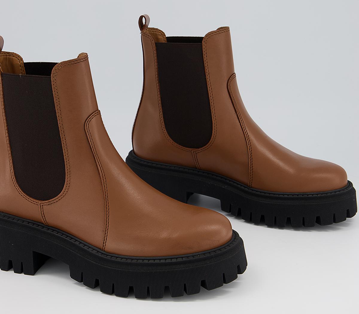 Office Attract Ribbed Sole Chelsea Boots Office Attract Ribbed Sole Chelsea Boots Tan Leather