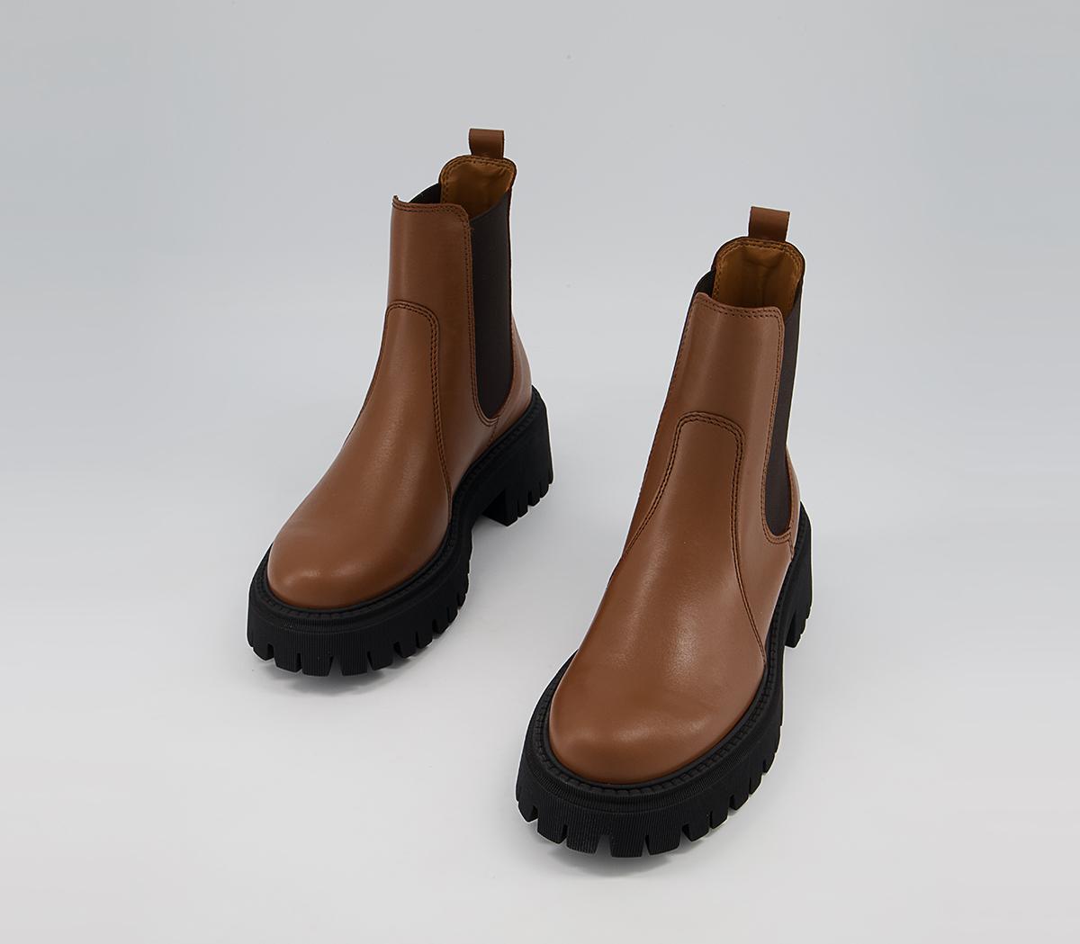 Office Attract Ribbed Sole Chelsea Boots Office Attract Ribbed Sole Chelsea Boots Tan Leather