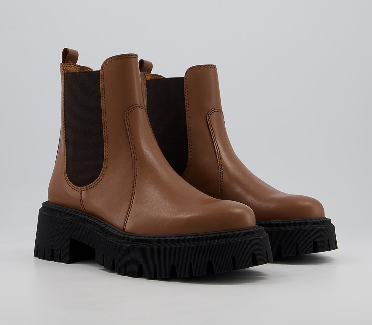 Office Attract Ribbed Sole Chelsea Boots Office Attract Ribbed Sole Chelsea Boots Tan Leather