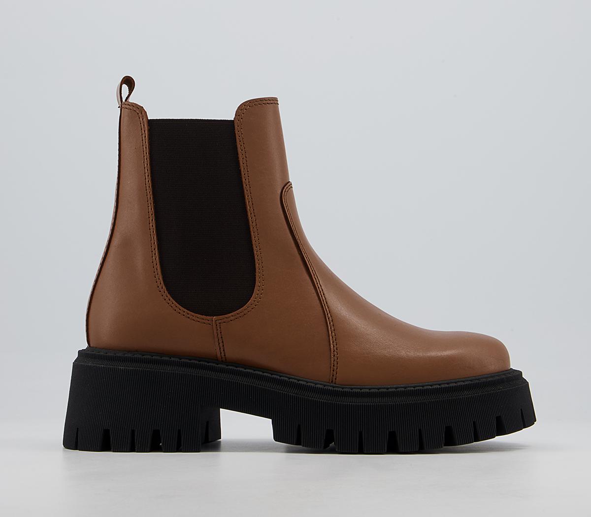 Office Attract Ribbed Sole Chelsea Boots Office Attract Ribbed Sole Chelsea Boots Tan Leather