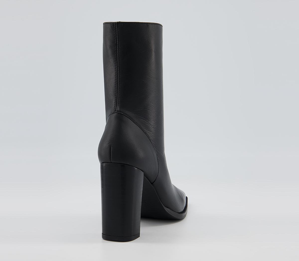 Office Ample High Square Toe Ankle Boots Office Ample High Square Toe Ankle Boots Black Leather