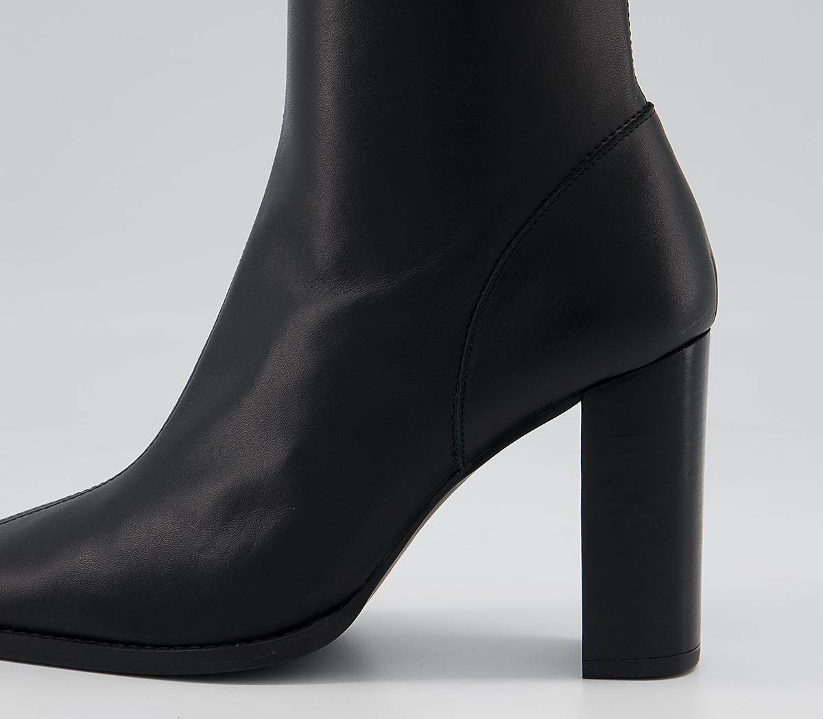 Office Ample High Square Toe Ankle Boots Office Ample High Square Toe Ankle Boots Black Leather