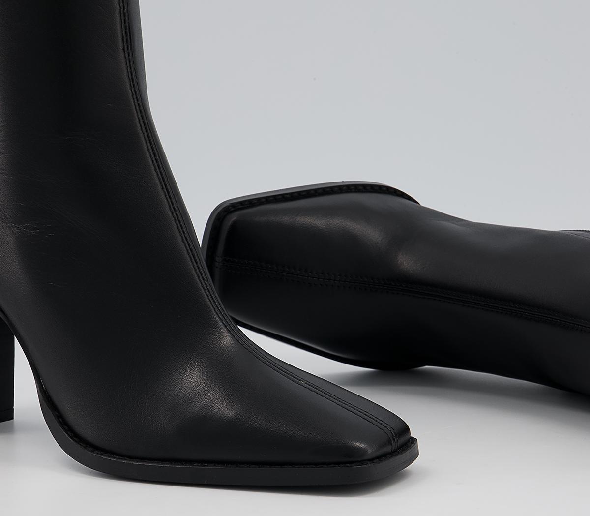 Office Ample High Square Toe Ankle Boots Office Ample High Square Toe Ankle Boots Black Leather