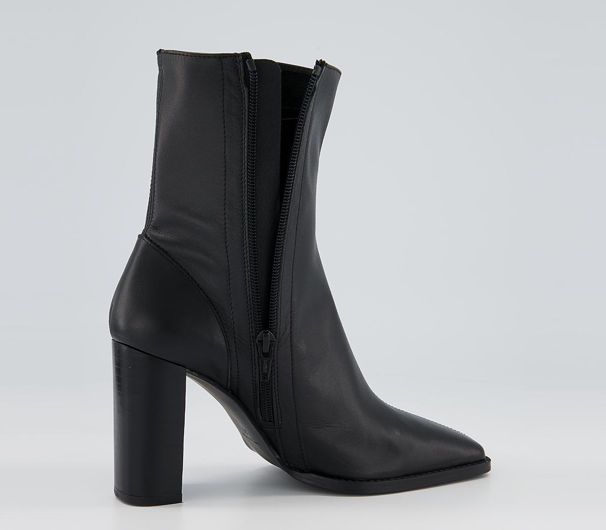 Office Ample High Square Toe Ankle Boots Office Ample High Square Toe Ankle Boots Black Leather