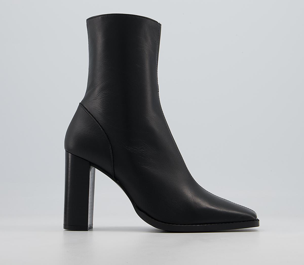 Office Ample High Square Toe Ankle Boots Office Ample High Square Toe Ankle Boots Black Leather