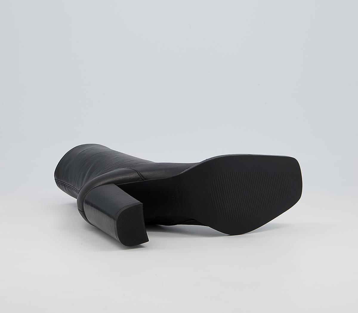 Office Ample High Square Toe Ankle Boots Office Ample High Square Toe Ankle Boots Black Leather
