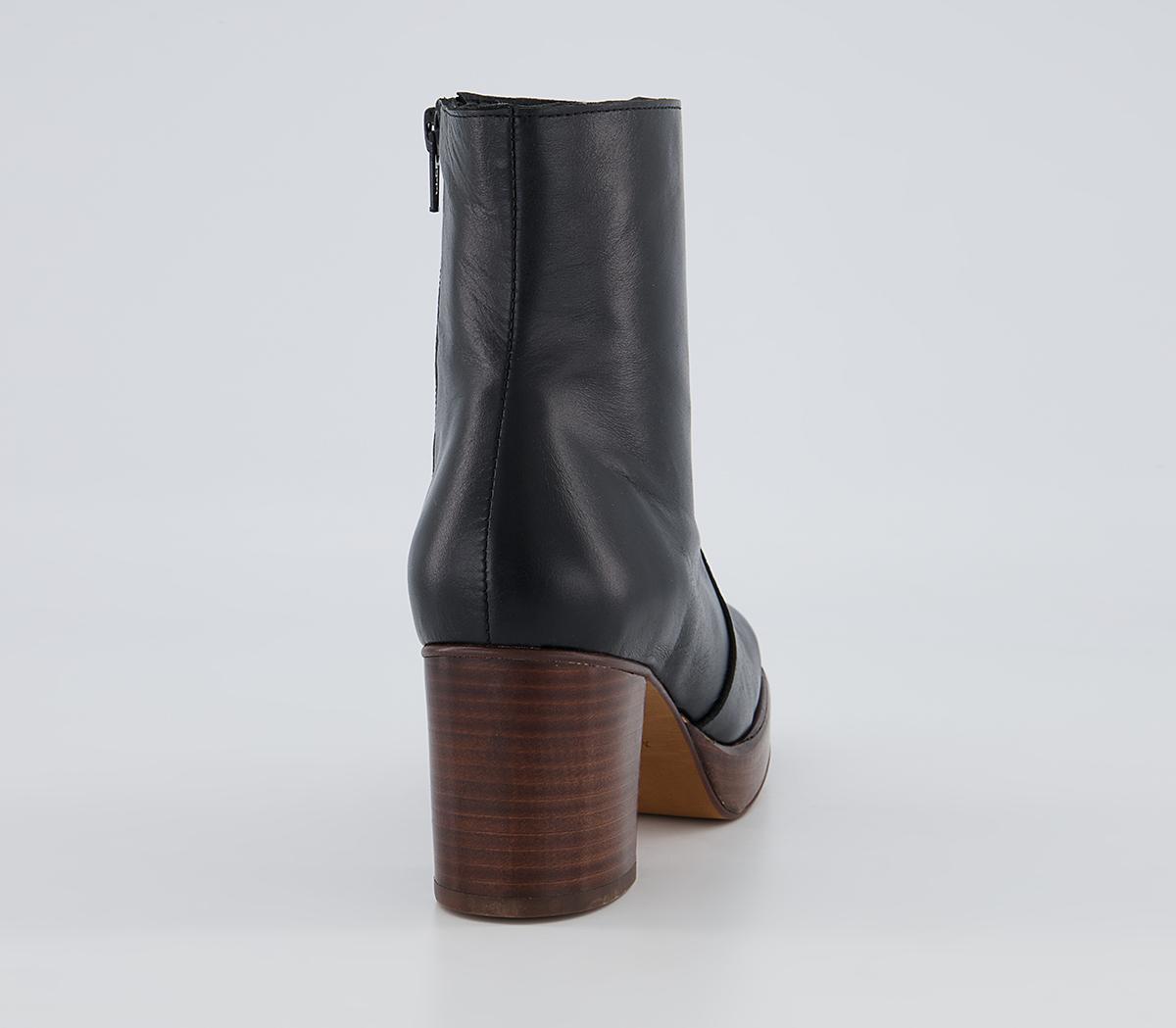 Office Absent Mid Platform Heeled Ankle Boots Office Absent Mid Platform Heeled Ankle Boots Black Leather