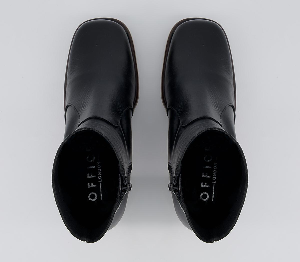 Office Absent Mid Platform Heeled Ankle Boots Office Absent Mid Platform Heeled Ankle Boots Black Leather