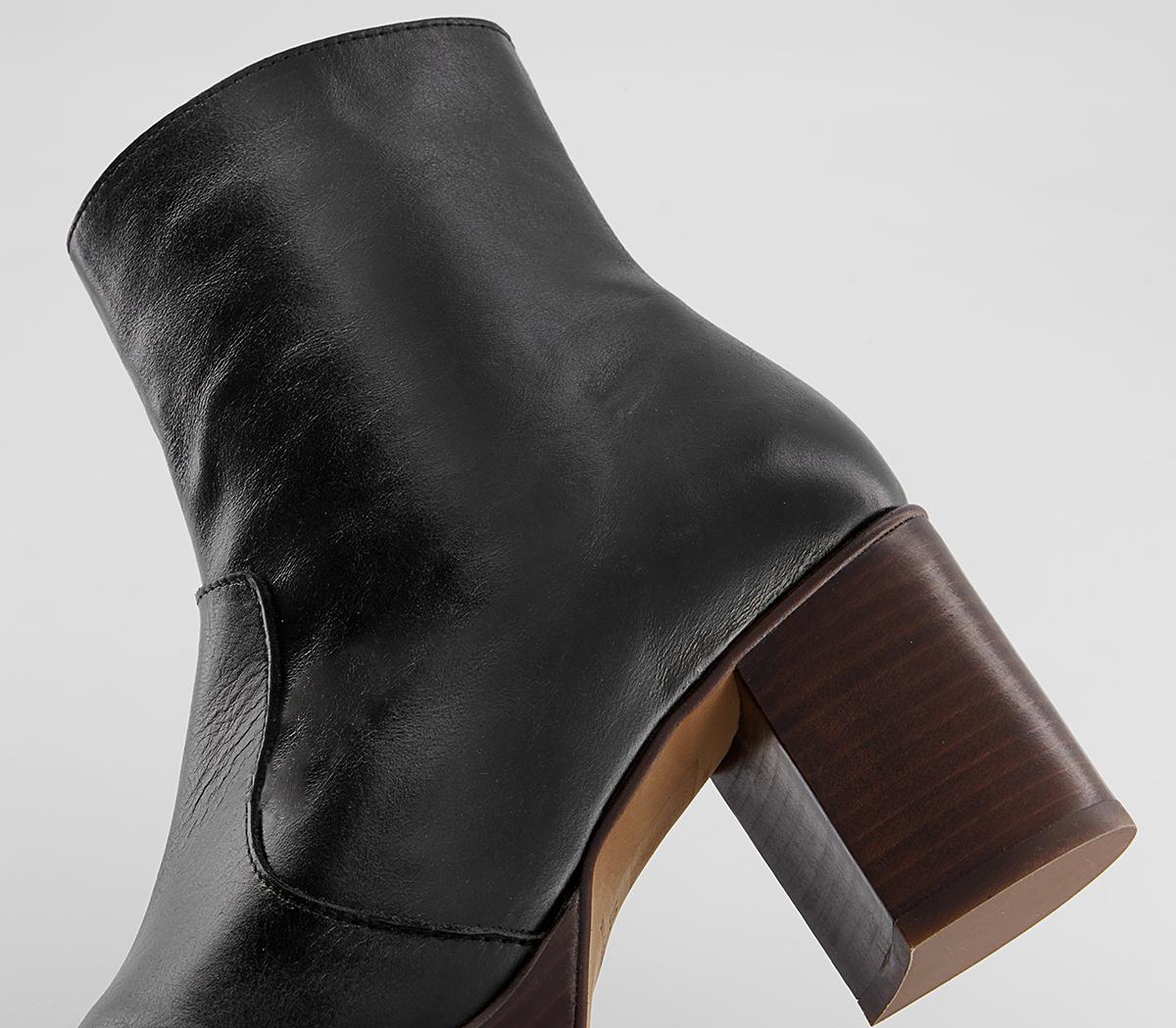 Office Absent Mid Platform Heeled Ankle Boots Office Absent Mid Platform Heeled Ankle Boots Black Leather