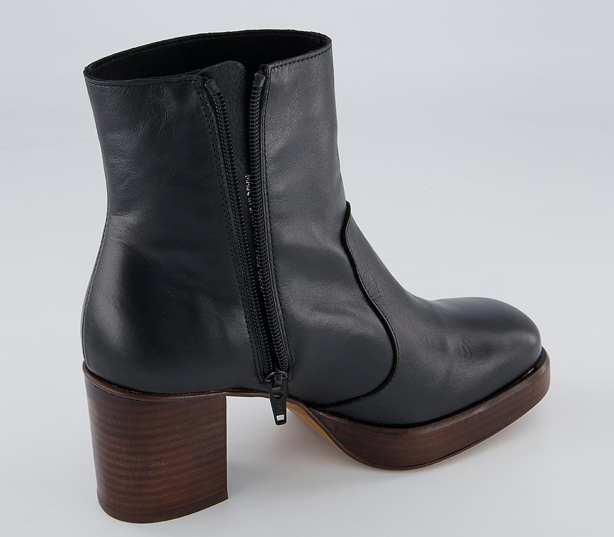 Office Absent Mid Platform Heeled Ankle Boots Office Absent Mid Platform Heeled Ankle Boots Black Leather