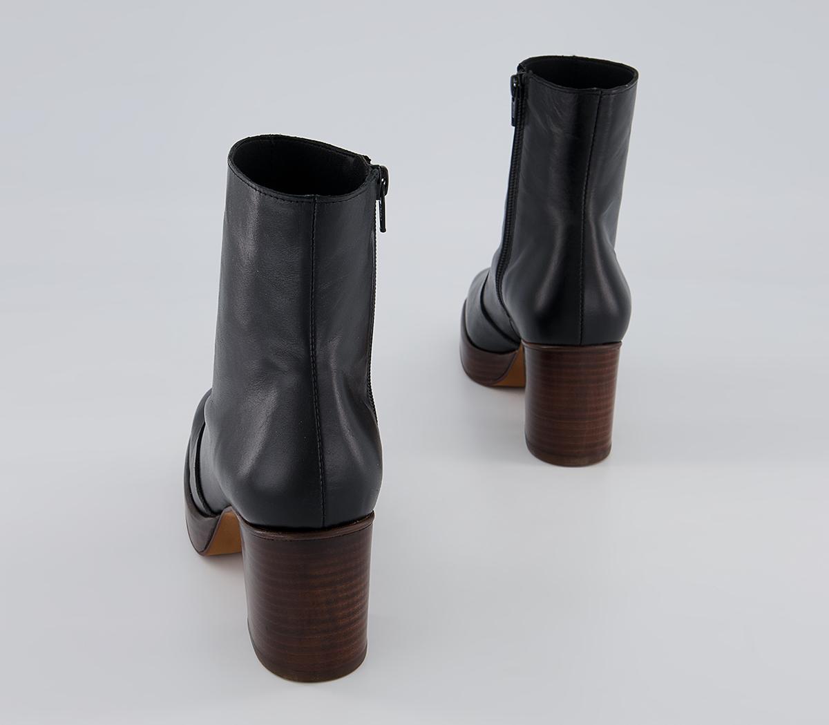 Office Absent Mid Platform Heeled Ankle Boots Office Absent Mid Platform Heeled Ankle Boots Black Leather