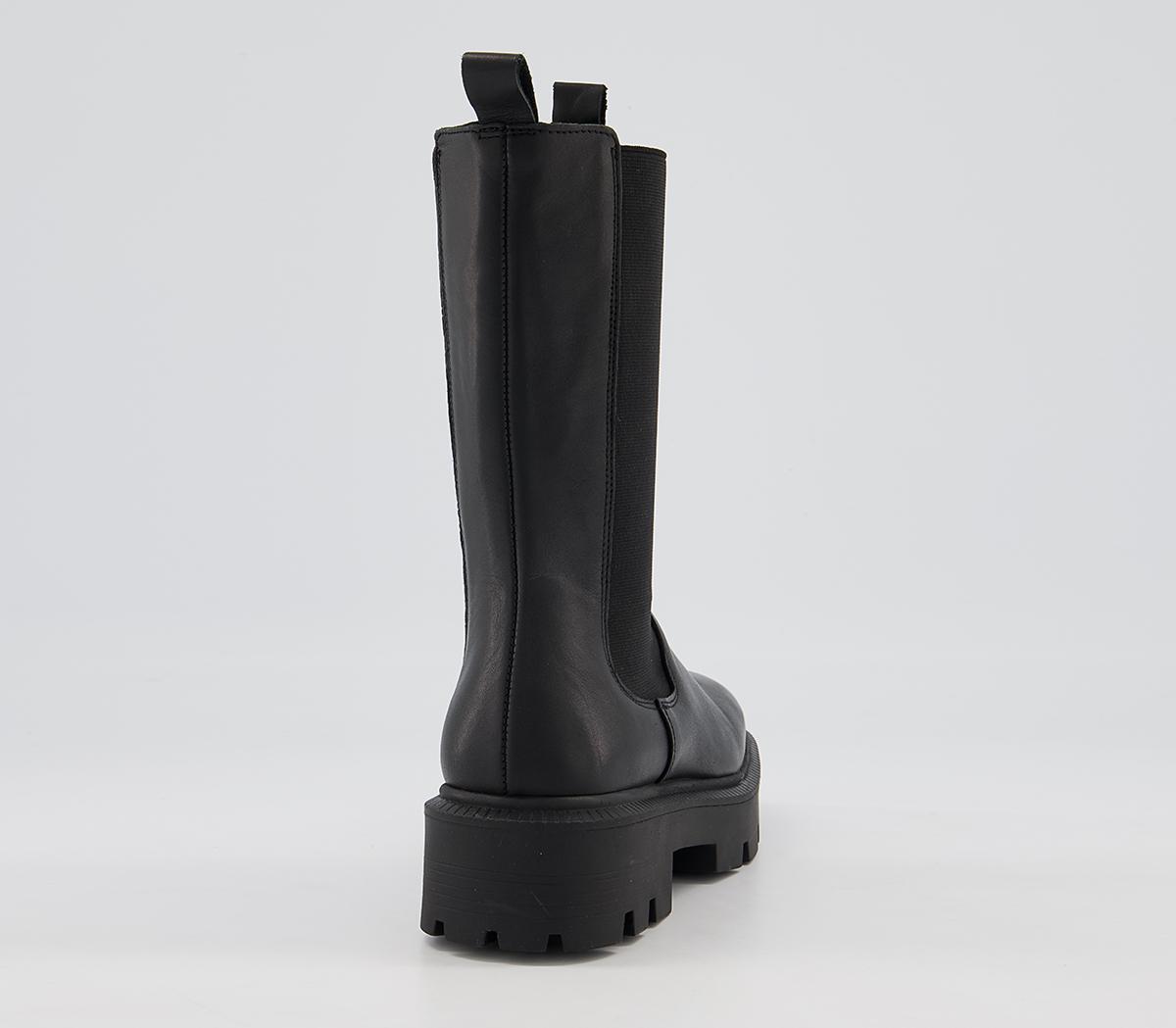 Office Attached Wide Square Toe High Leg Chelsea Boots Office Attached Wide Square Toe High Leg Chelsea Boots Black Leather