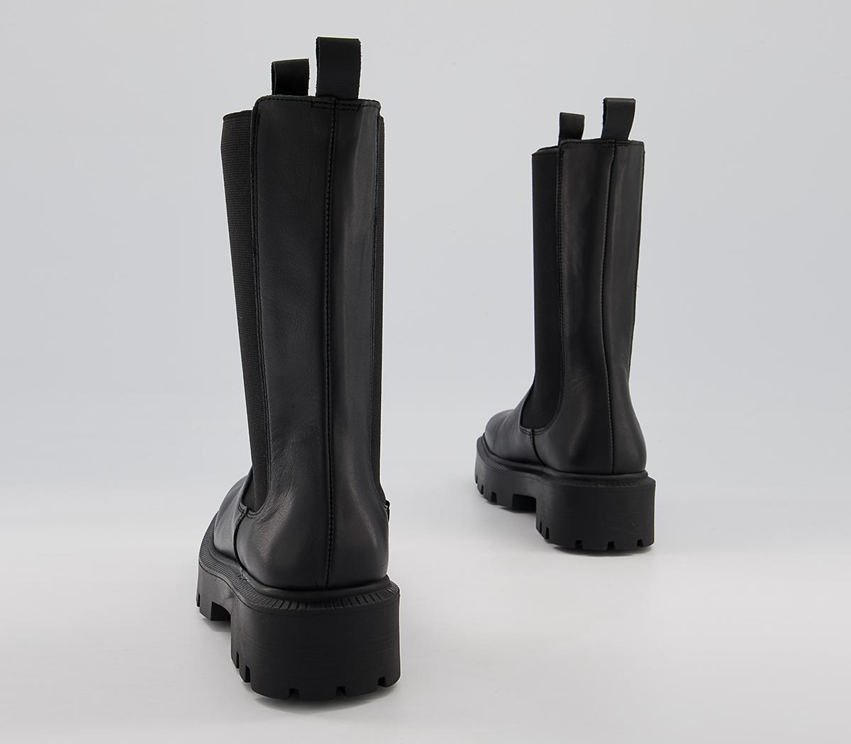 Office Attached Wide Square Toe High Leg Chelsea Boots Office Attached Wide Square Toe High Leg Chelsea Boots Black Leather