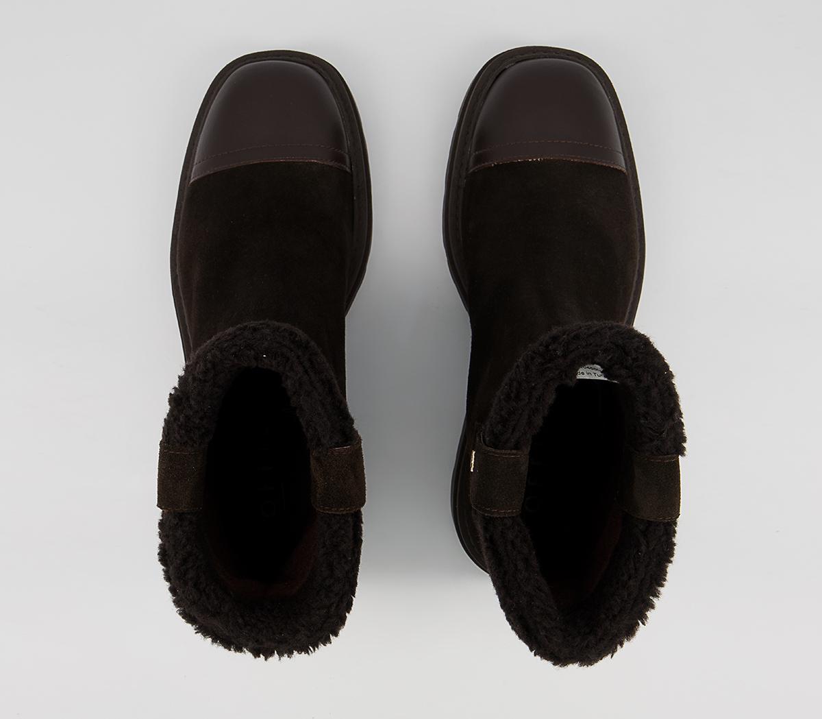 Office Assort Shearling Pull On Boots Office Assort Shearling Pull On Boots Chocolate Suede