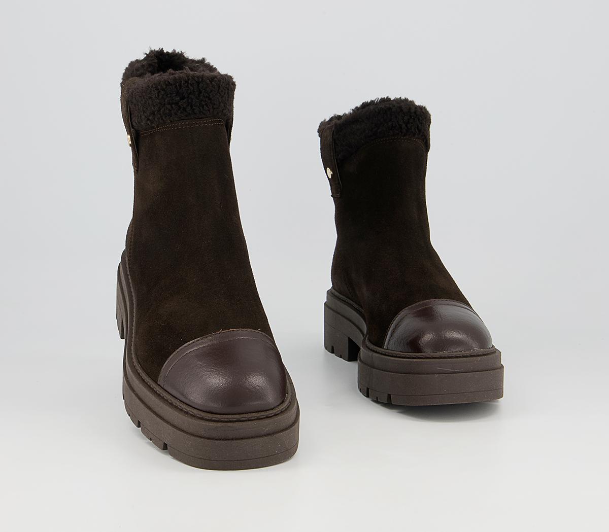 Office Assort Shearling Pull On Boots Office Assort Shearling Pull On Boots Chocolate Suede