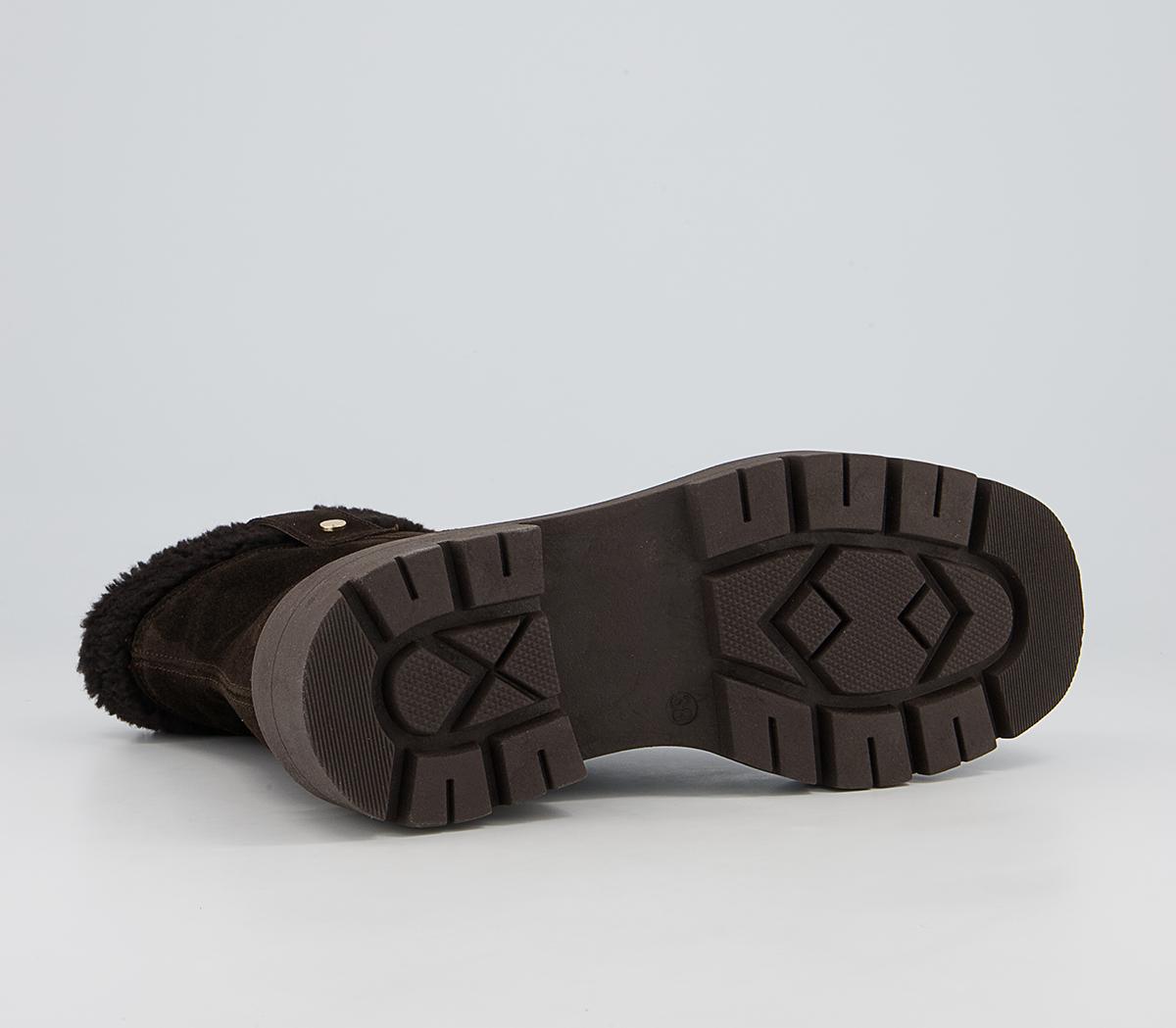 Office Assort Shearling Pull On Boots Office Assort Shearling Pull On Boots Chocolate Suede
