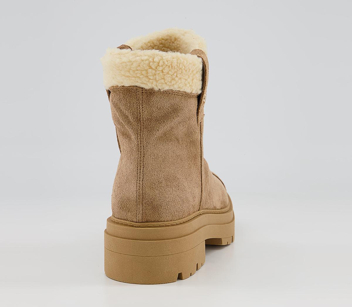 Office Assort Shearling Pull On Chunky Ankle Boots Office Assort Shearling Pull On Chunky Ankle Boots Camel Suede