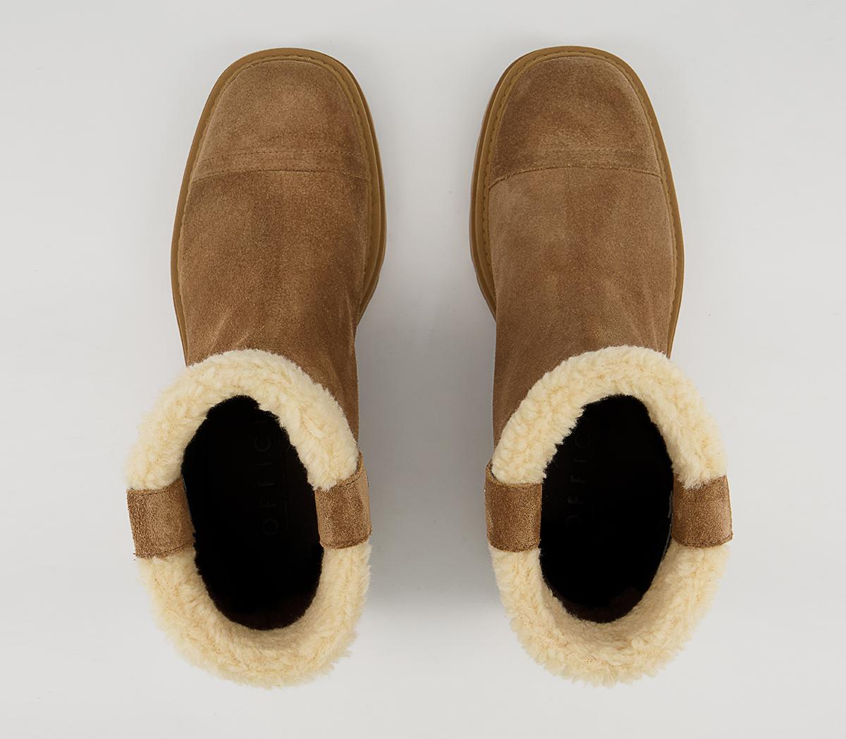Office Assort Shearling Pull On Chunky Ankle Boots Office Assort Shearling Pull On Chunky Ankle Boots Camel Suede