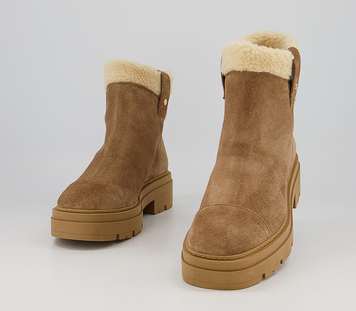 Office Assort Shearling Pull On Chunky Ankle Boots Office Assort Shearling Pull On Chunky Ankle Boots Camel Suede
