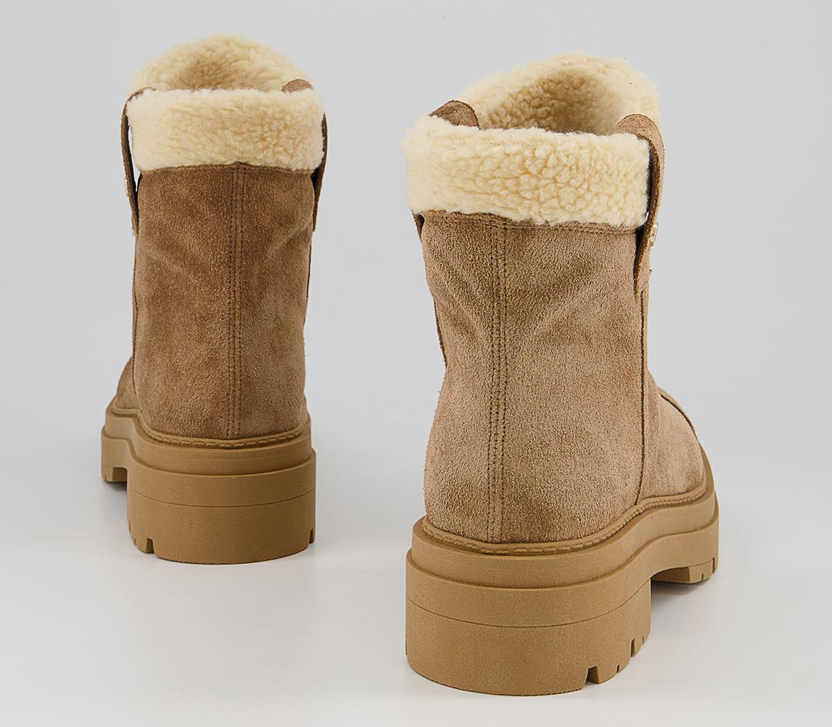 Office Assort Shearling Pull On Chunky Ankle Boots Office Assort Shearling Pull On Chunky Ankle Boots Camel Suede
