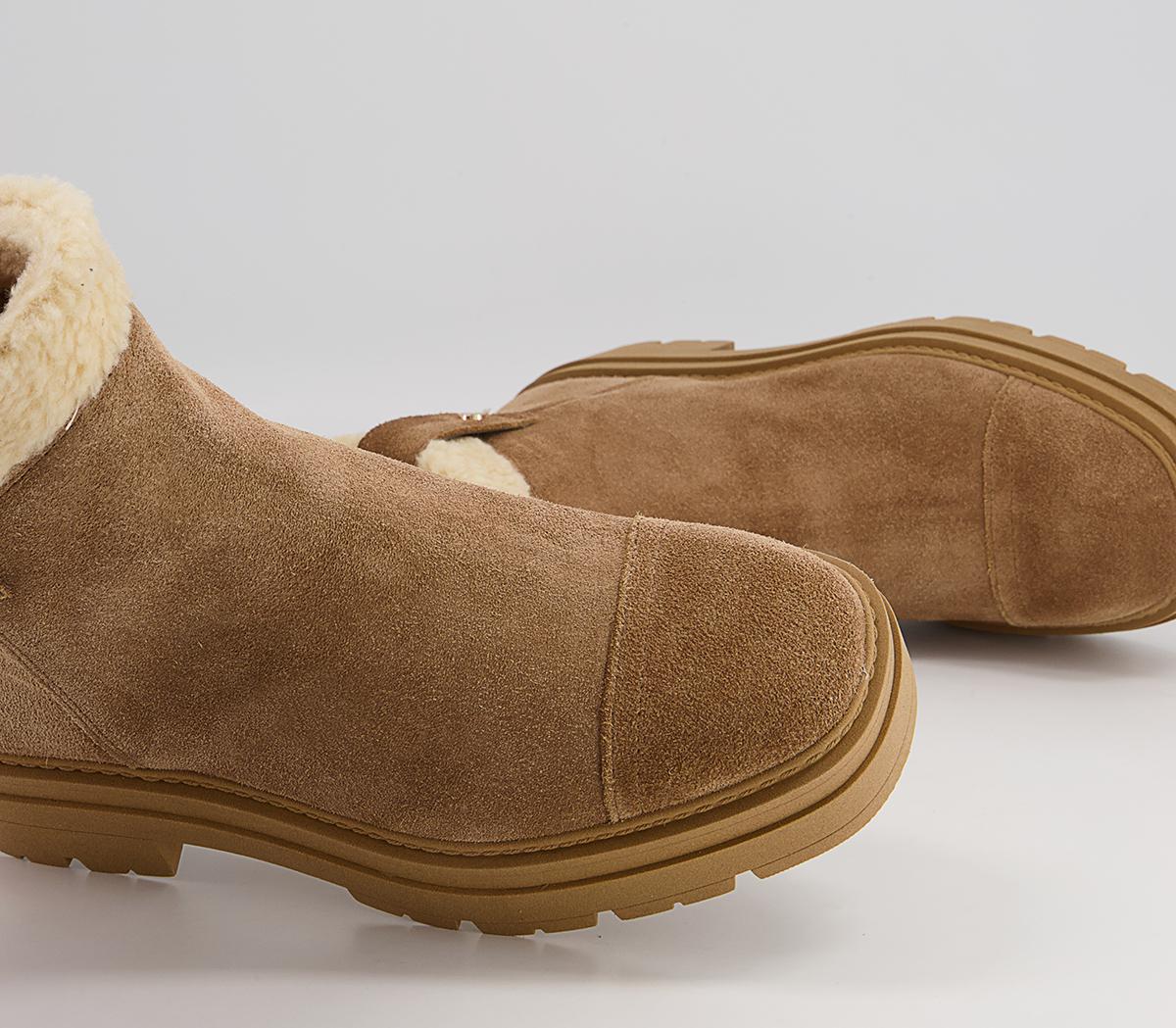Office Assort Shearling Pull On Chunky Ankle Boots Office Assort Shearling Pull On Chunky Ankle Boots Camel Suede
