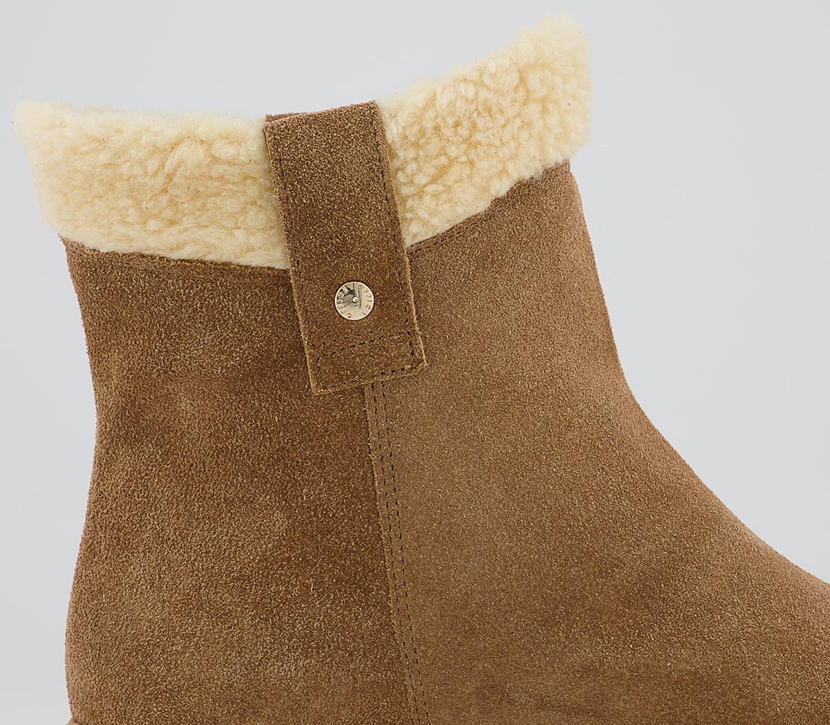 Office Assort Shearling Pull On Chunky Ankle Boots Office Assort Shearling Pull On Chunky Ankle Boots Camel Suede