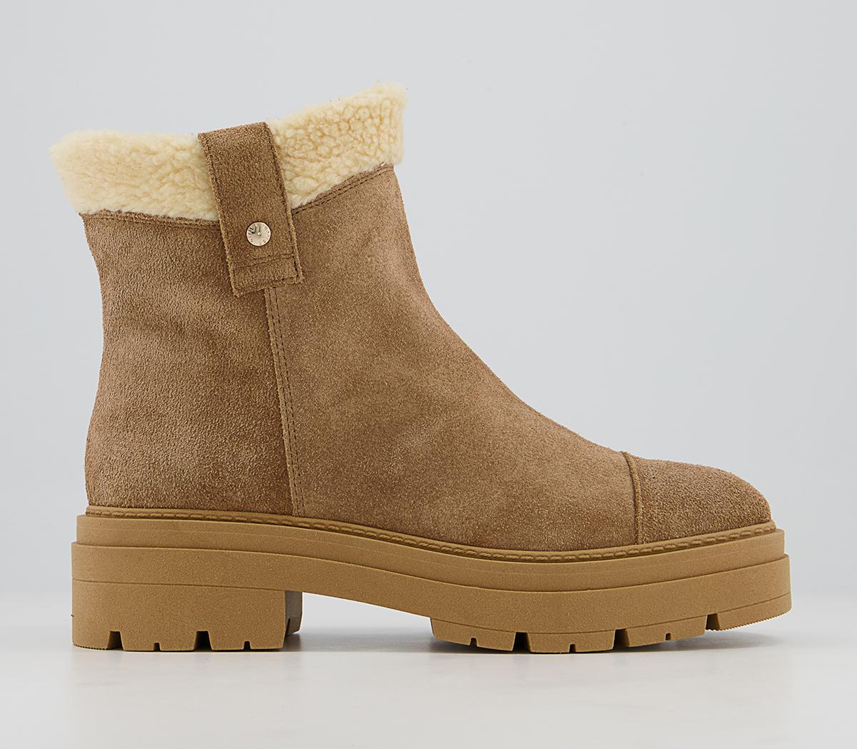Office Assort Shearling Pull On Chunky Ankle Boots Office Assort Shearling Pull On Chunky Ankle Boots Camel Suede
