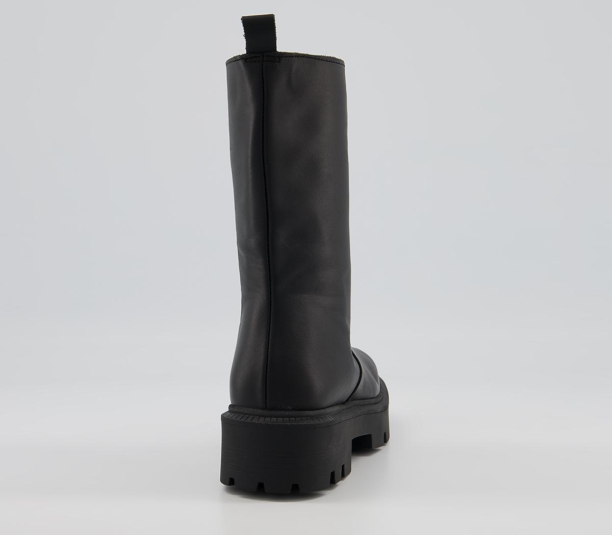 Office Ameliana Zip Front Wide Square Toe Boots Office Ameliana Zip Front Wide Square Toe Boots Black Leather