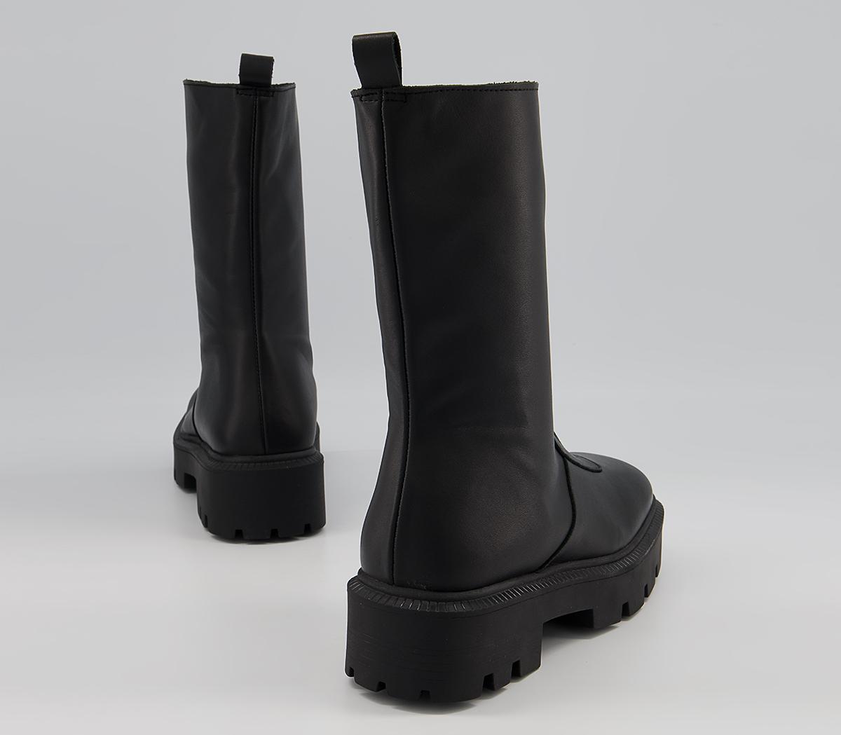 Office Ameliana Zip Front Wide Square Toe Boots Office Ameliana Zip Front Wide Square Toe Boots Black Leather