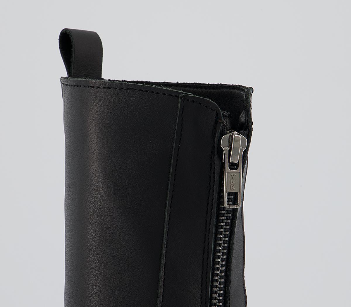 Office Ameliana Zip Front Wide Square Toe Boots Office Ameliana Zip Front Wide Square Toe Boots Black Leather