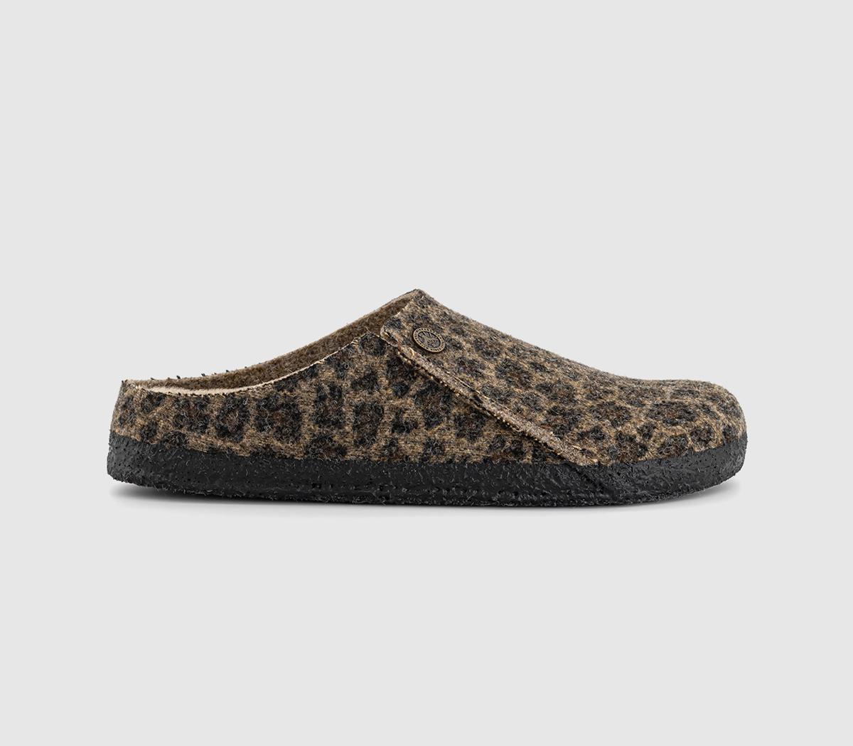 Birkenstock Zermatt Shearling Slippers Leopard  in Women's Size 7, Office Shoes