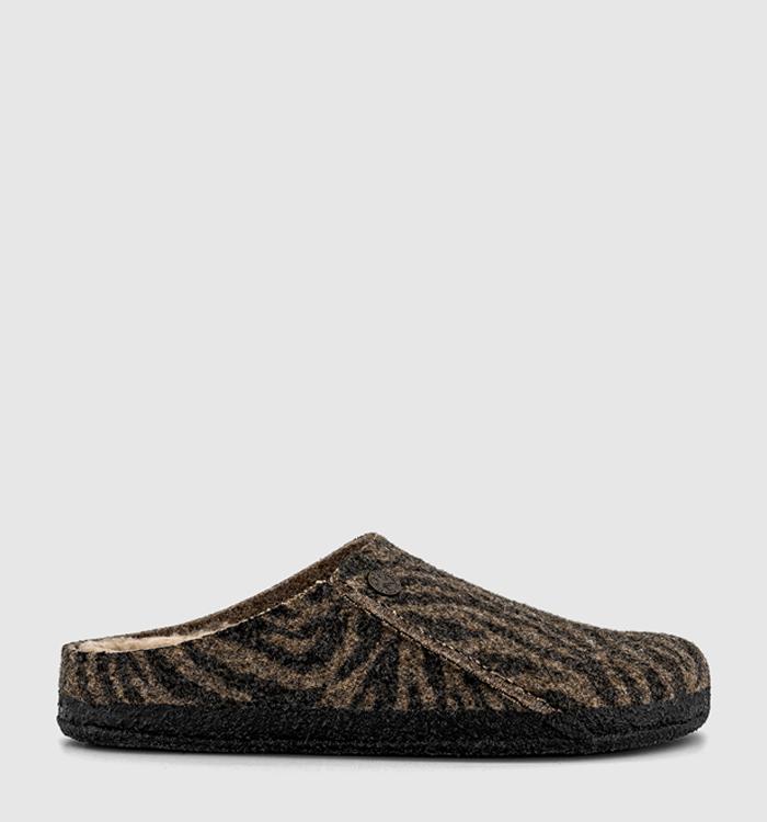 BIRKENSTOCK Zermatt Shearling Slippers Zebra Toffee Melange