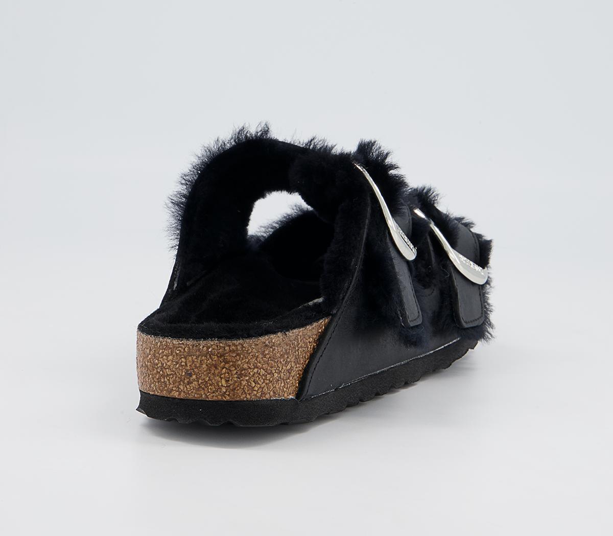 BIRKENSTOCK Arizona Big Buckle Shearling Sandals BIRKENSTOCK Arizona Big Buckle Shearling Sandals Black
