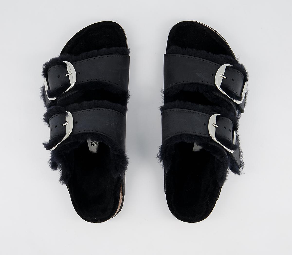 BIRKENSTOCK Arizona Big Buckle Shearling Sandals BIRKENSTOCK Arizona Big Buckle Shearling Sandals Black