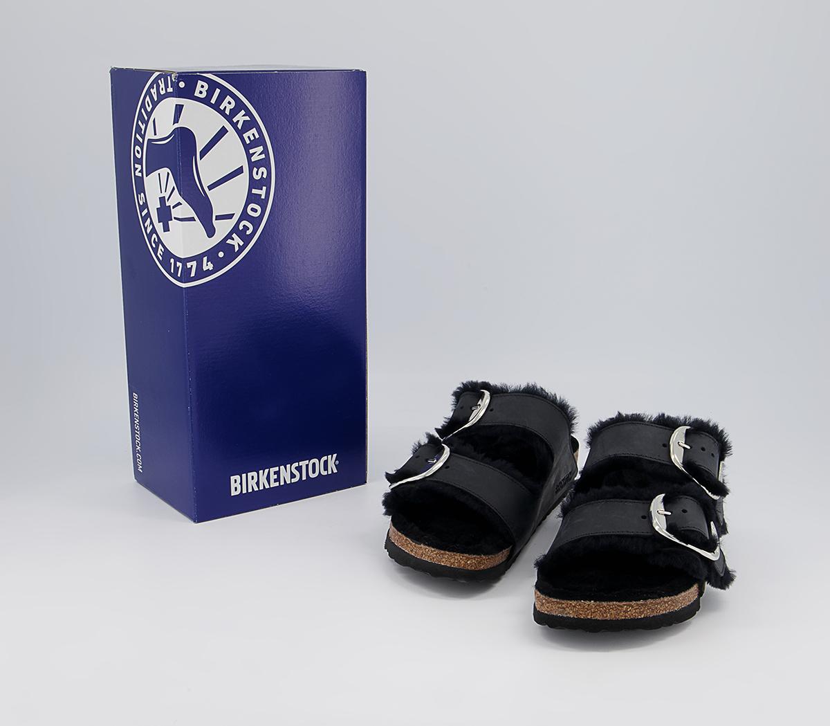 BIRKENSTOCK Arizona Big Buckle Shearling Sandals BIRKENSTOCK Arizona Big Buckle Shearling Sandals Black