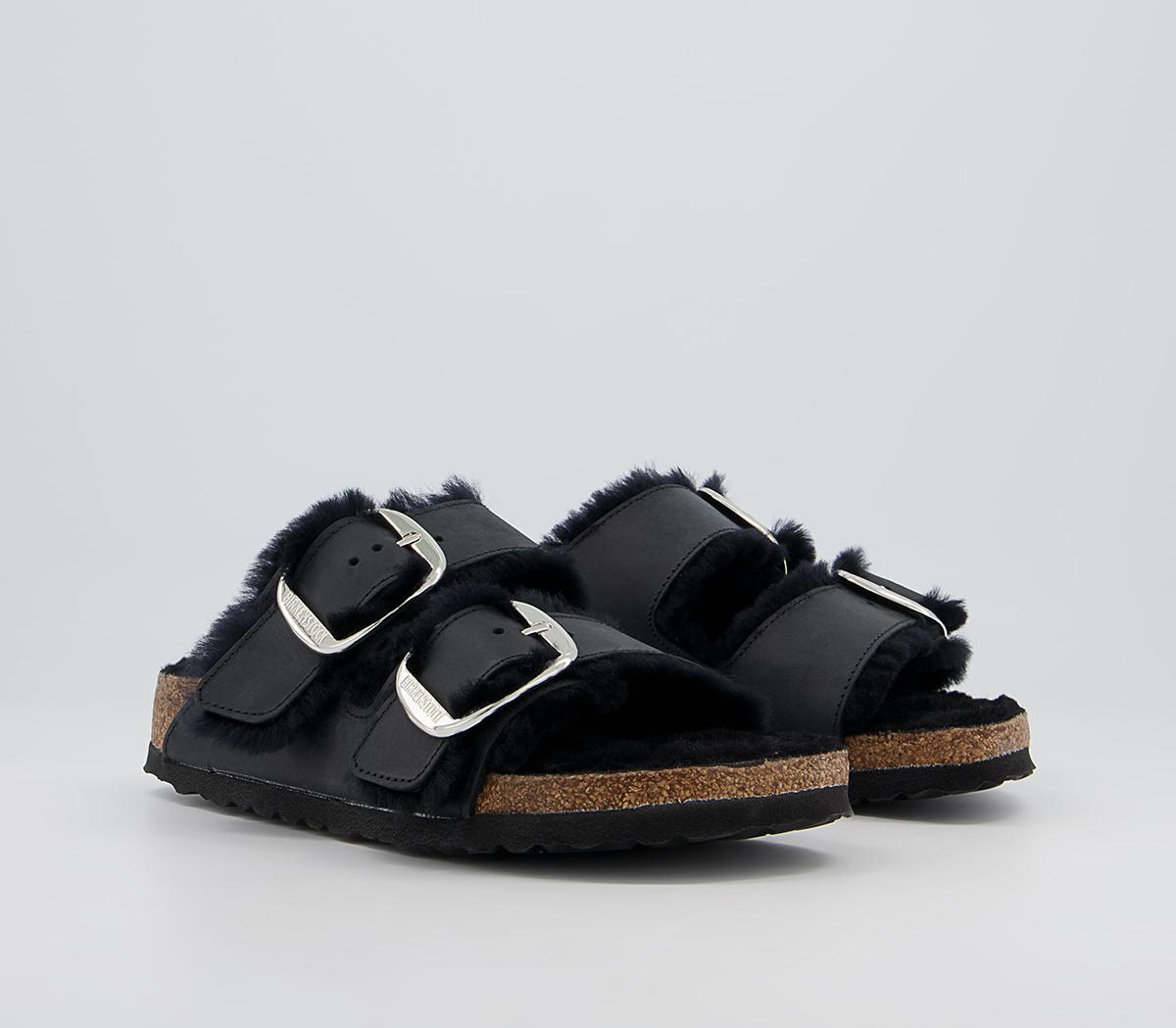 BIRKENSTOCK Arizona Big Buckle Shearling Sandals BIRKENSTOCK Arizona Big Buckle Shearling Sandals Black