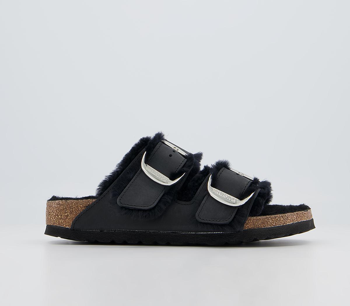 BIRKENSTOCK Arizona Big Buckle Shearling Sandals BIRKENSTOCK Arizona Big Buckle Shearling Sandals Black