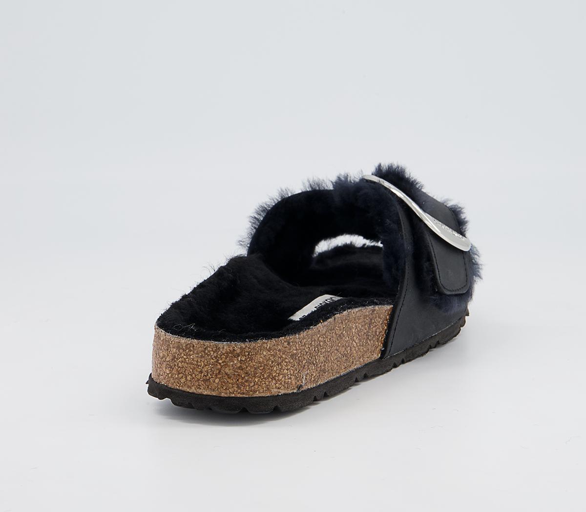 BIRKENSTOCK Madrid Big Buckle Shearling Sandals BIRKENSTOCK Madrid Big Buckle Shearling Sandals Black
