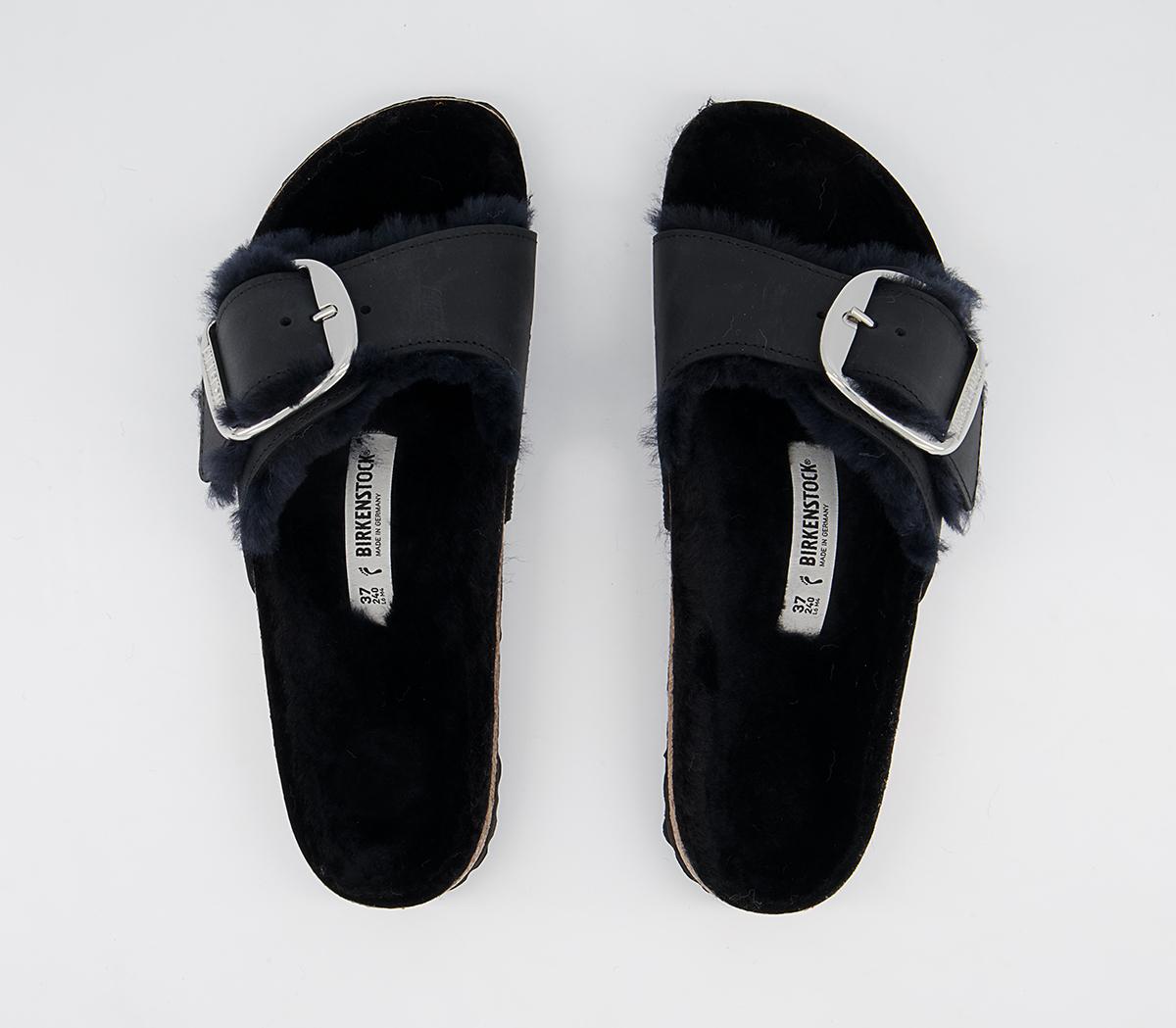 BIRKENSTOCK Madrid Big Buckle Shearling Sandals BIRKENSTOCK Madrid Big Buckle Shearling Sandals Black