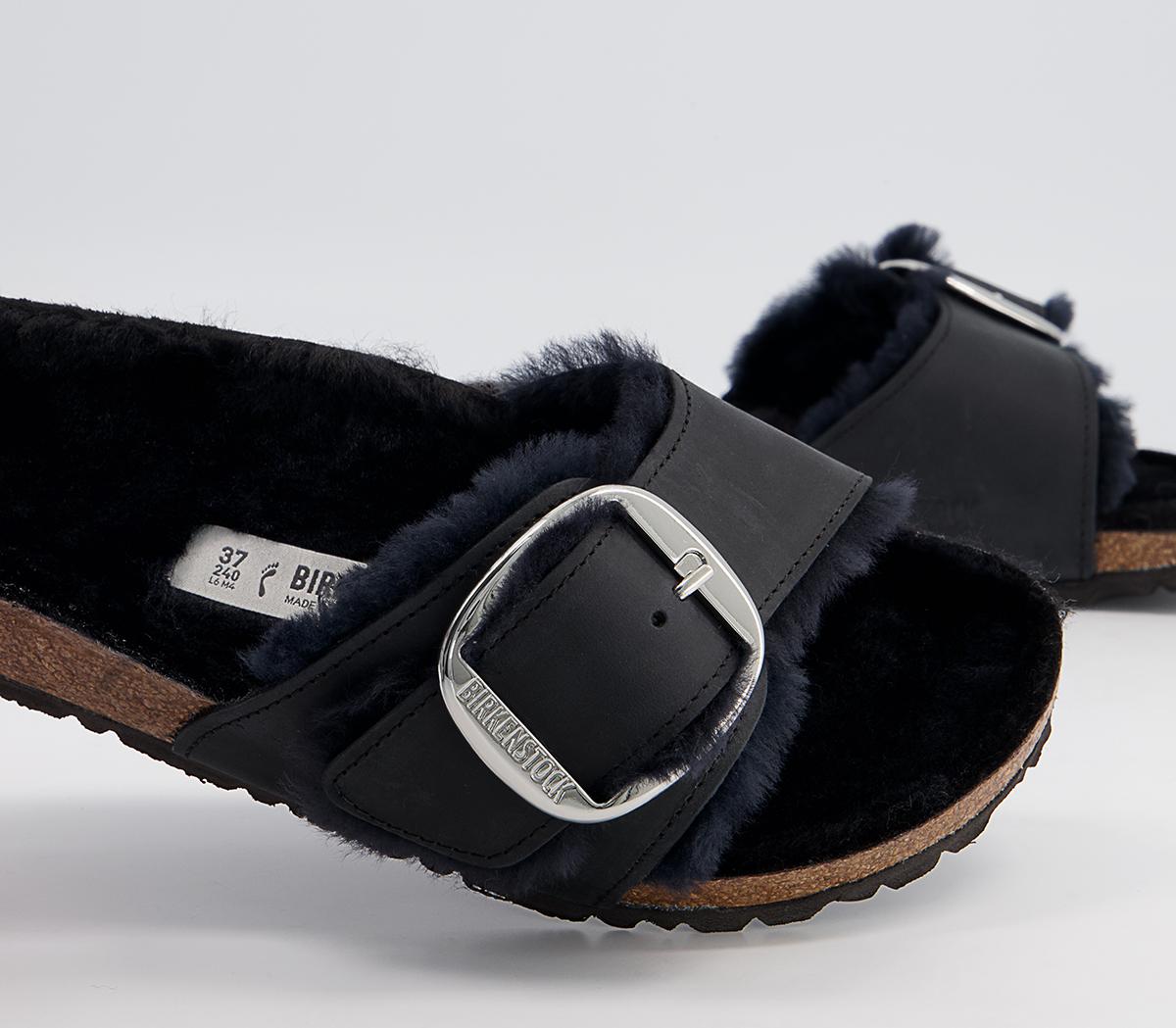 BIRKENSTOCK Madrid Big Buckle Shearling Sandals BIRKENSTOCK Madrid Big Buckle Shearling Sandals Black