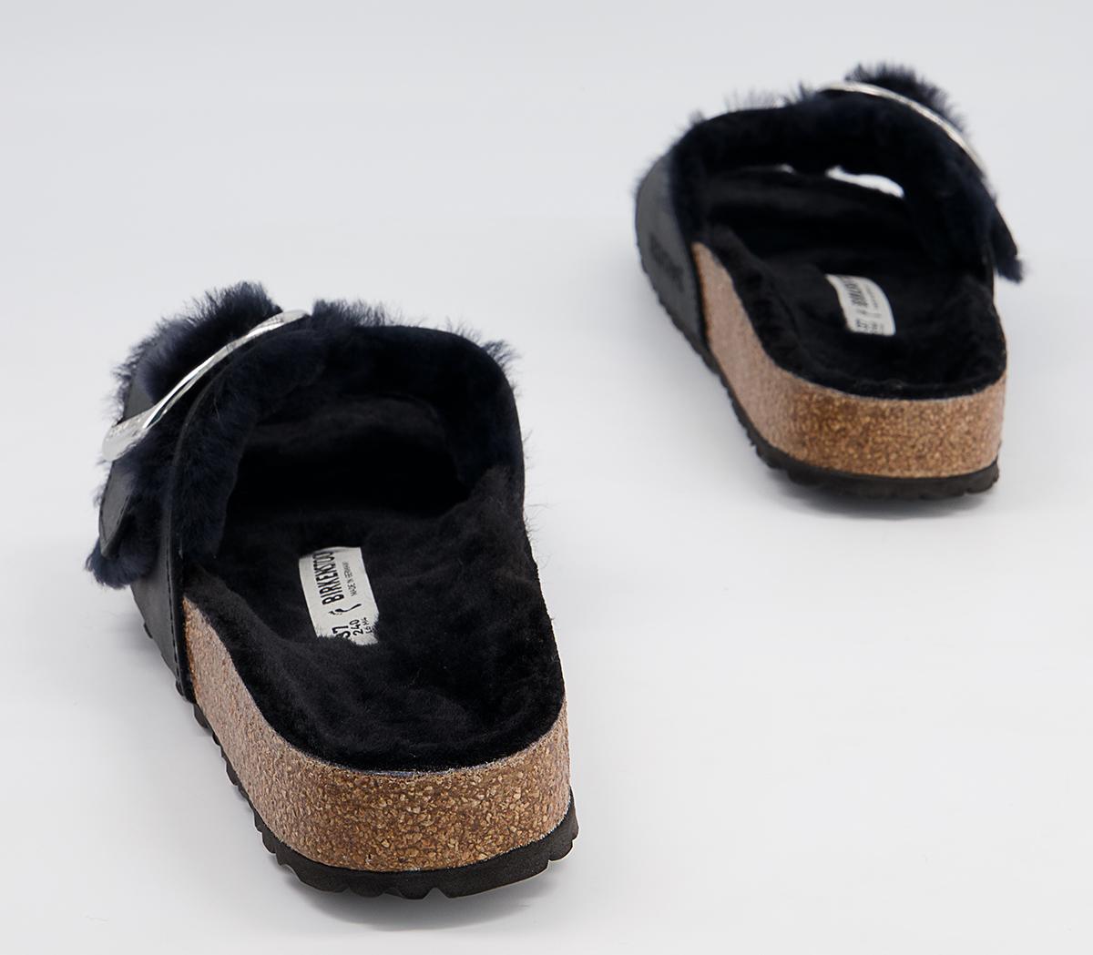 BIRKENSTOCK Madrid Big Buckle Shearling Sandals BIRKENSTOCK Madrid Big Buckle Shearling Sandals Black