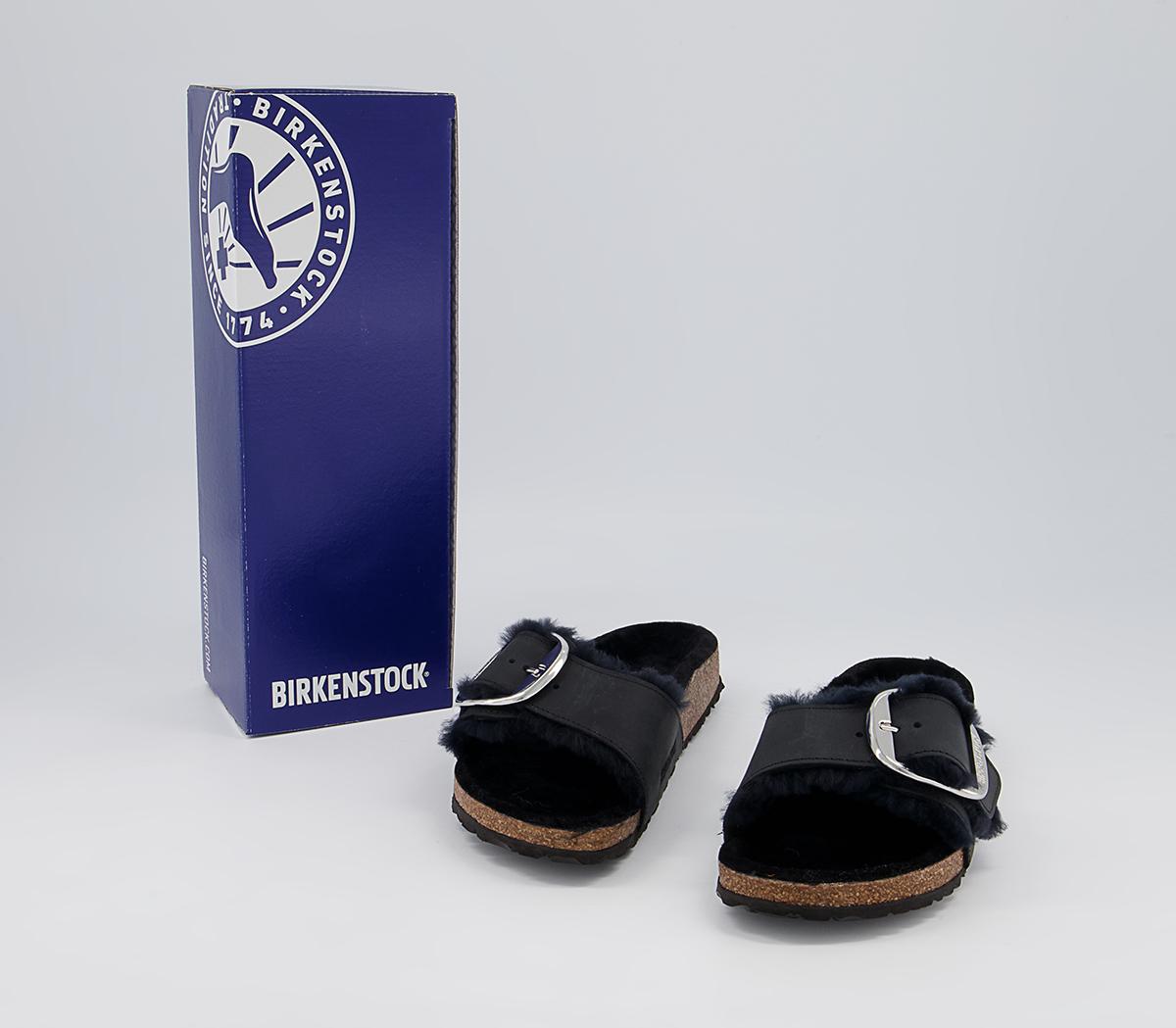 BIRKENSTOCK Madrid Big Buckle Shearling Sandals BIRKENSTOCK Madrid Big Buckle Shearling Sandals Black