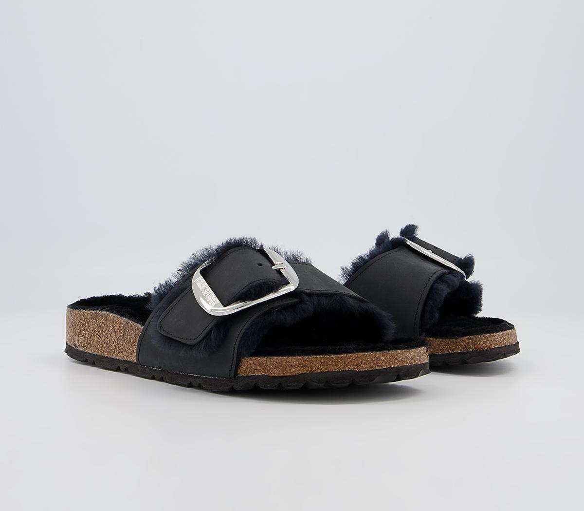 BIRKENSTOCK Madrid Big Buckle Shearling Sandals BIRKENSTOCK Madrid Big Buckle Shearling Sandals Black