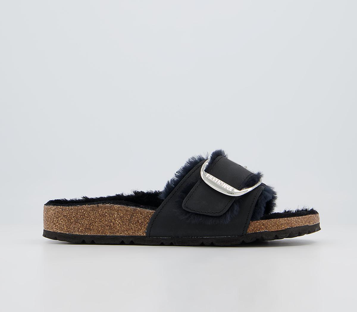 BIRKENSTOCK Madrid Big Buckle Shearling Sandals BIRKENSTOCK Madrid Big Buckle Shearling Sandals Black