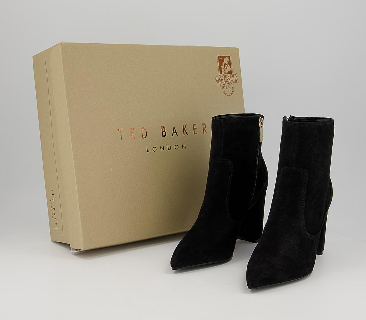 Ted Baker Nyshaa High Heeled Boots Black Suede Women's Ankle Boots