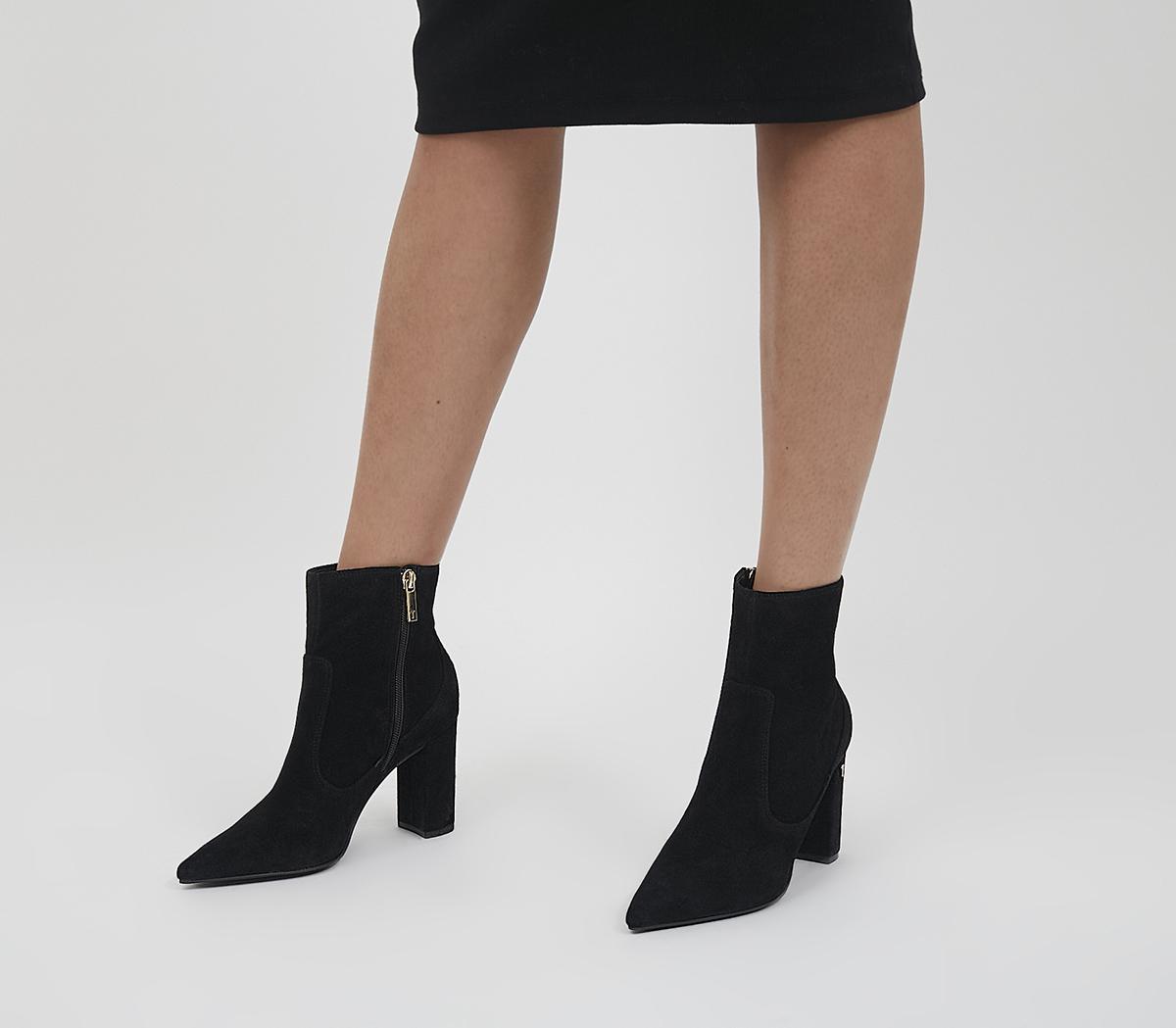 Ted baker black suede heeled ankle boots hot sale with bow