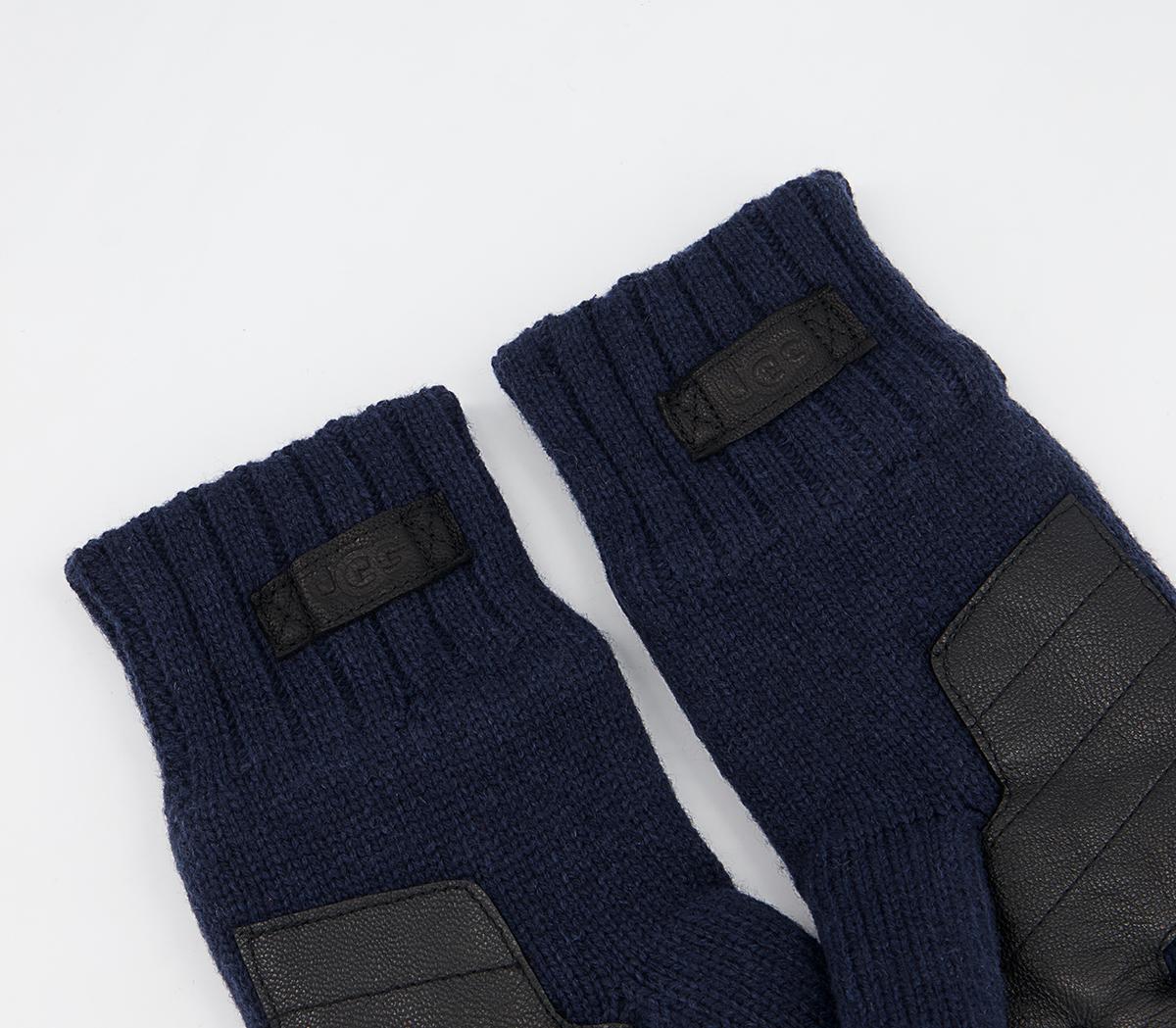 Ugg Knitted Gloves With Palm Patch Navy Accessories