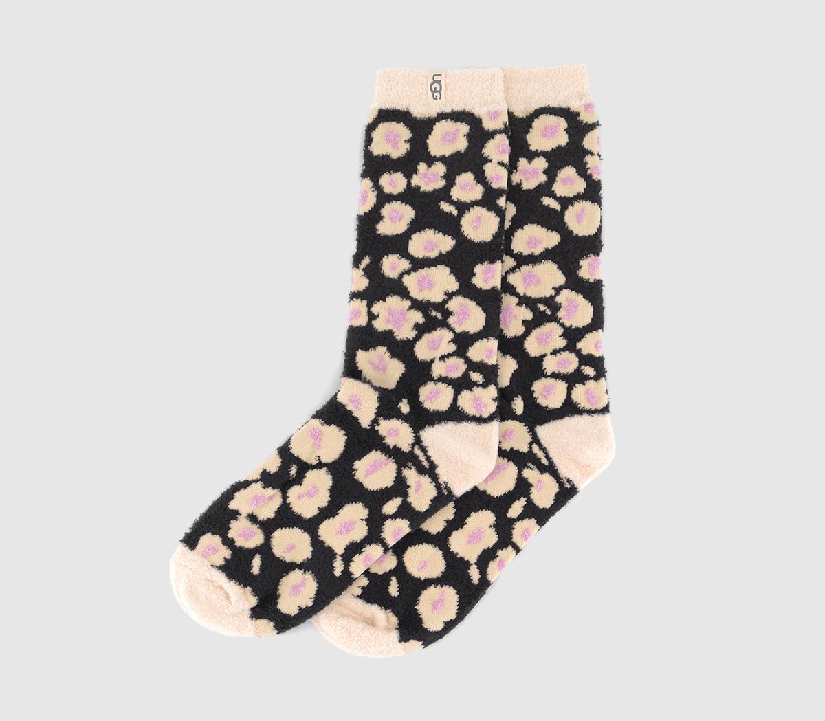 UGG Leslie Graphic Crew Socks Black Hibiscina, One Size