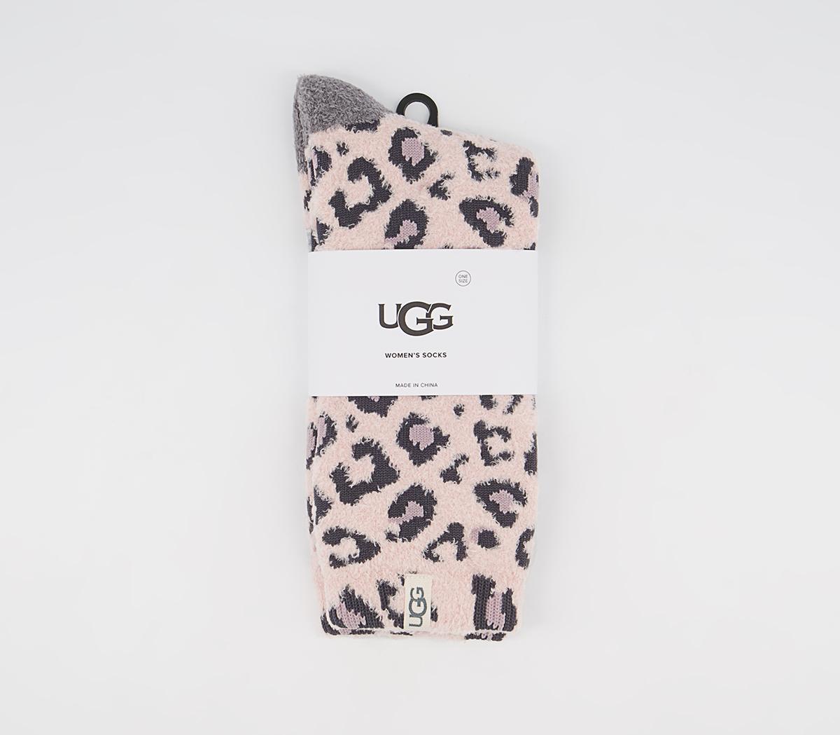 UGG Leslie Graphic Crew Socks Pink Leopard - Accessories